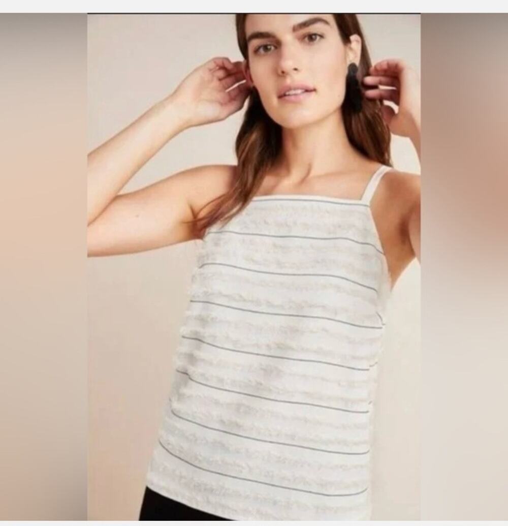 Anthropologie Maeve Cream Quinn Fringe Cami Tank Size: 14